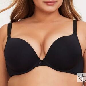 Torrid Black Push-Up Plunge 360° Back Smoothing Bra, 40D, GUC